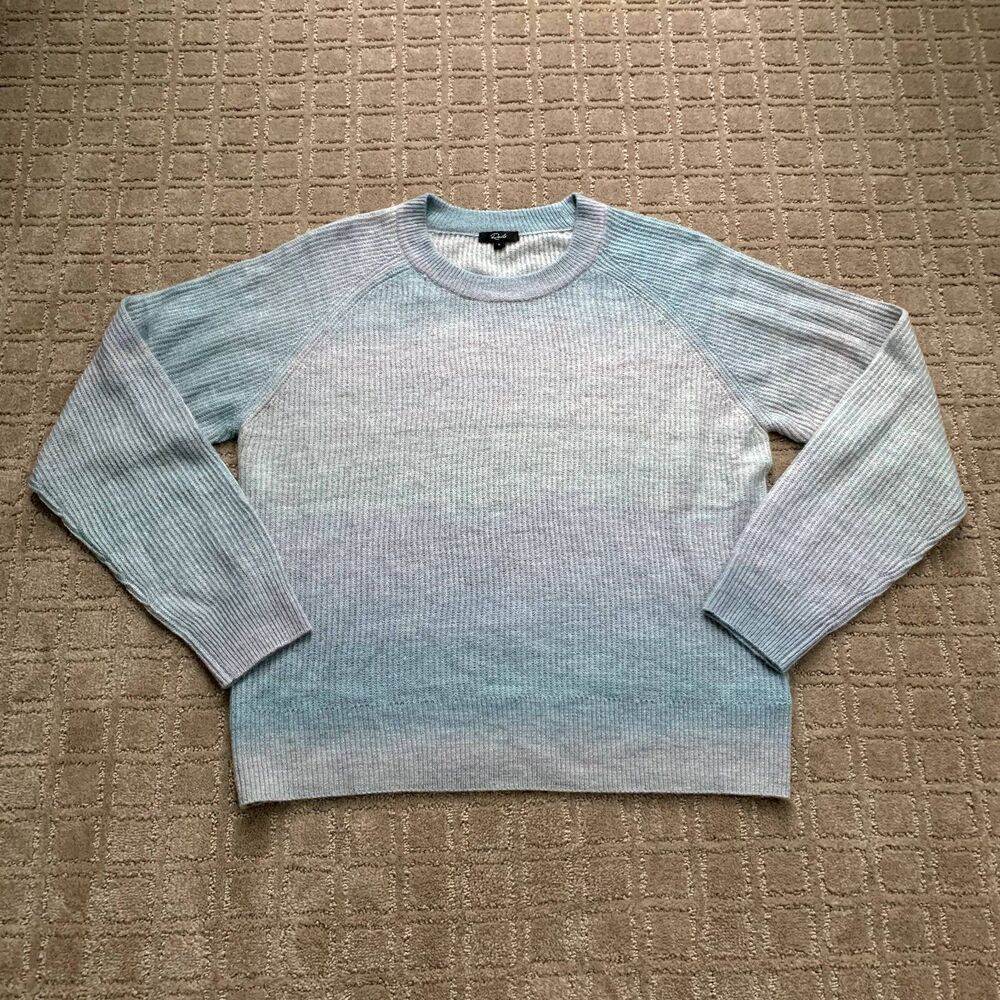 RAILS Venus Ombré Ribbed Sweater Women's L Blue Rainbow Fairy Soft Cozy Pullover